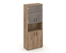 Шкаф высокий широкий комби с нишей прозр. стекло 796x400x1982 Стайл Проджект / Style Project images