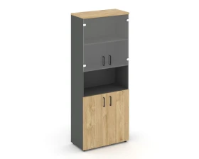 Шкаф высокий широкий комби с нишей прозр. стекло 796x400x1982 Стайл Проджект / Style Project images