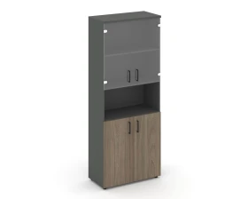 Шкаф высокий широкий комби с нишей прозр. стекло 796x400x1982 зад. стенка HDF Стайл Проджект / Style Project images