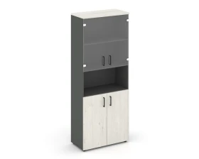 Шкаф высокий широкий комби с нишей прозр. стекло 796x400x1982 зад. стенка HDF Стайл Проджект / Style Project images