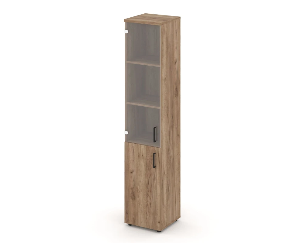 Шкаф высокий узкий комби прозр. стекло левый 400x400x1982 Стайл Проджект / Style Project