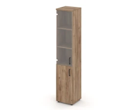 Шкаф высокий узкий комби прозр. стекло левый 400x400x1982 Стайл Проджект / Style Project images