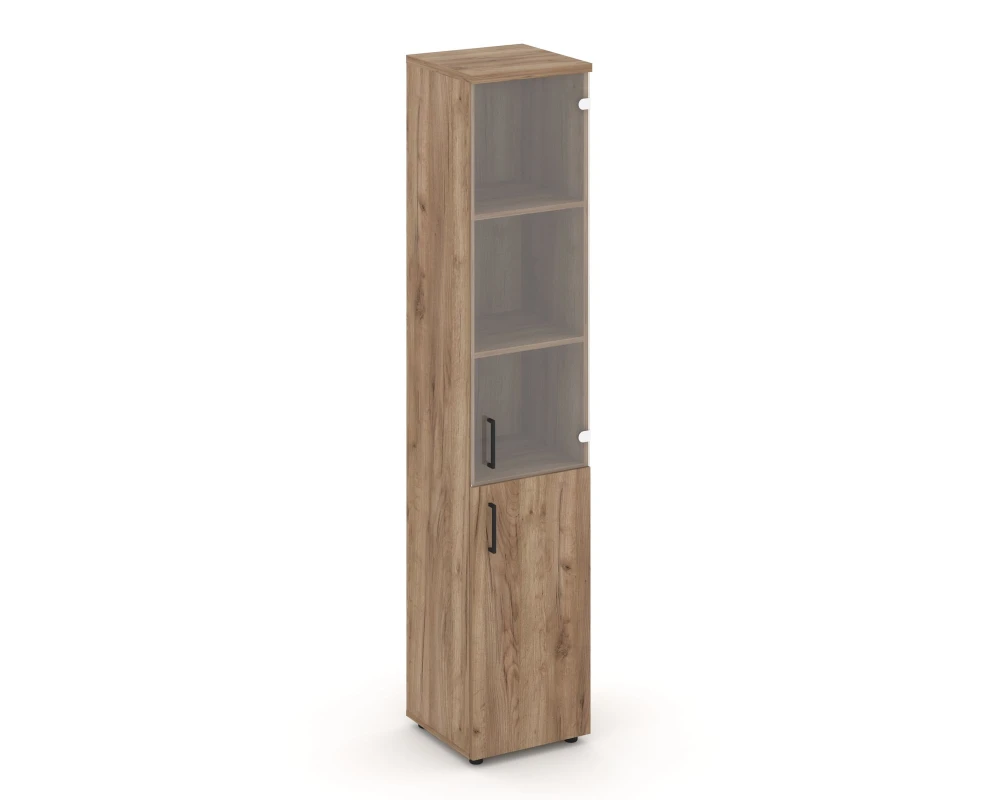 Шкаф высокий узкий комби прозр. стекло правый 400x400x1982 Стайл Проджект / Style Project