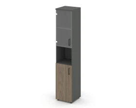 Шкаф высокий узкий с нишей прозр. стекло левый 400x400x1982 Стайл Проджект / Style Project images