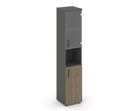 Шкаф высокий узкий с нишей прозр. стекло правый 400x400x1982 Стайл Проджект / Style Project images