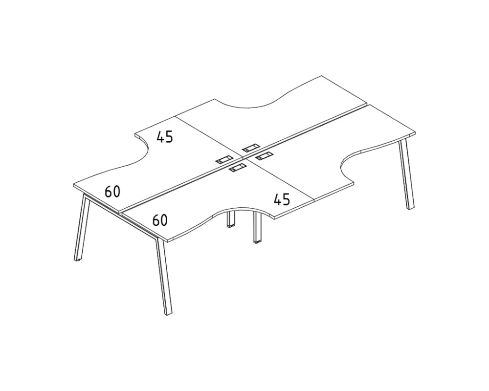 Рабочая станция (4х120) на каркасе TRE столы Классика A4.PRO