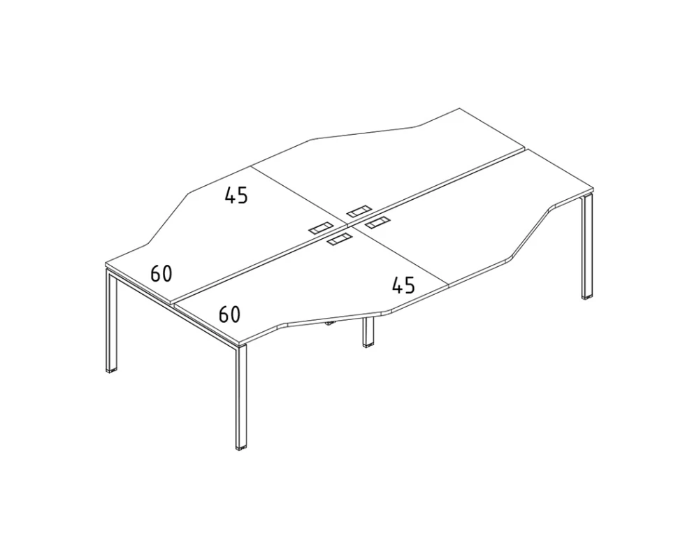Рабочая станция каркас UNO столы (4х120) Техно A4.PRO