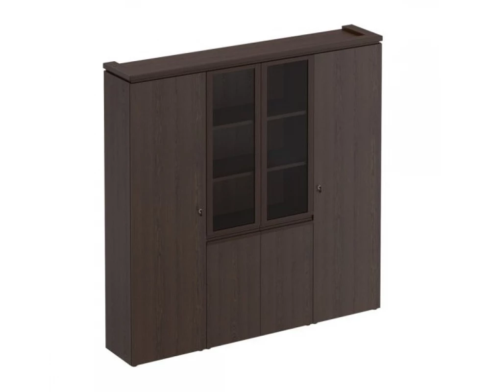 Шкаф комбинированный для документов узкий со стеклом для одежды узкий МК 377 ДА Mark