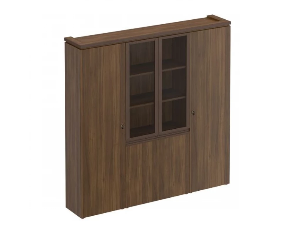 Шкаф комбинированный для документов узкий со стеклом для одежды узкий МК 377 ДА Mark