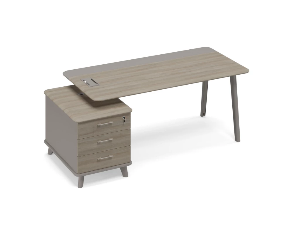 Стол руководителя комбинированный левый на тумбе малой (тип 1) Time Metal