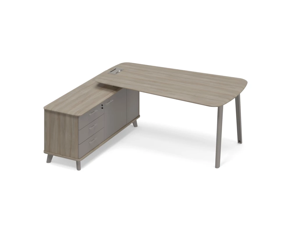 Стoл руководителя на опорной тумбе левый (тип 3) Time Metal