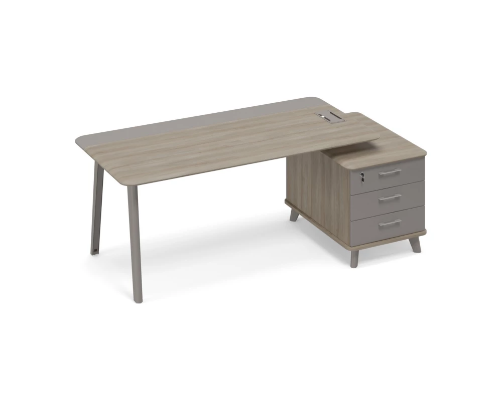 Стол руководителя правый комбинированный с тумбой малой (тип 1) Time Metal
