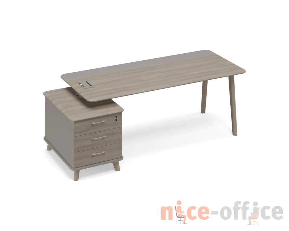 Стол на опорной тумбе малой левый (тип 1) WOOD Time Wood