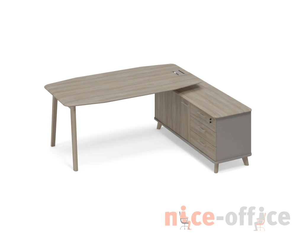 Стол правый на тумбе тип 2 WOOD для руководителя Time Wood