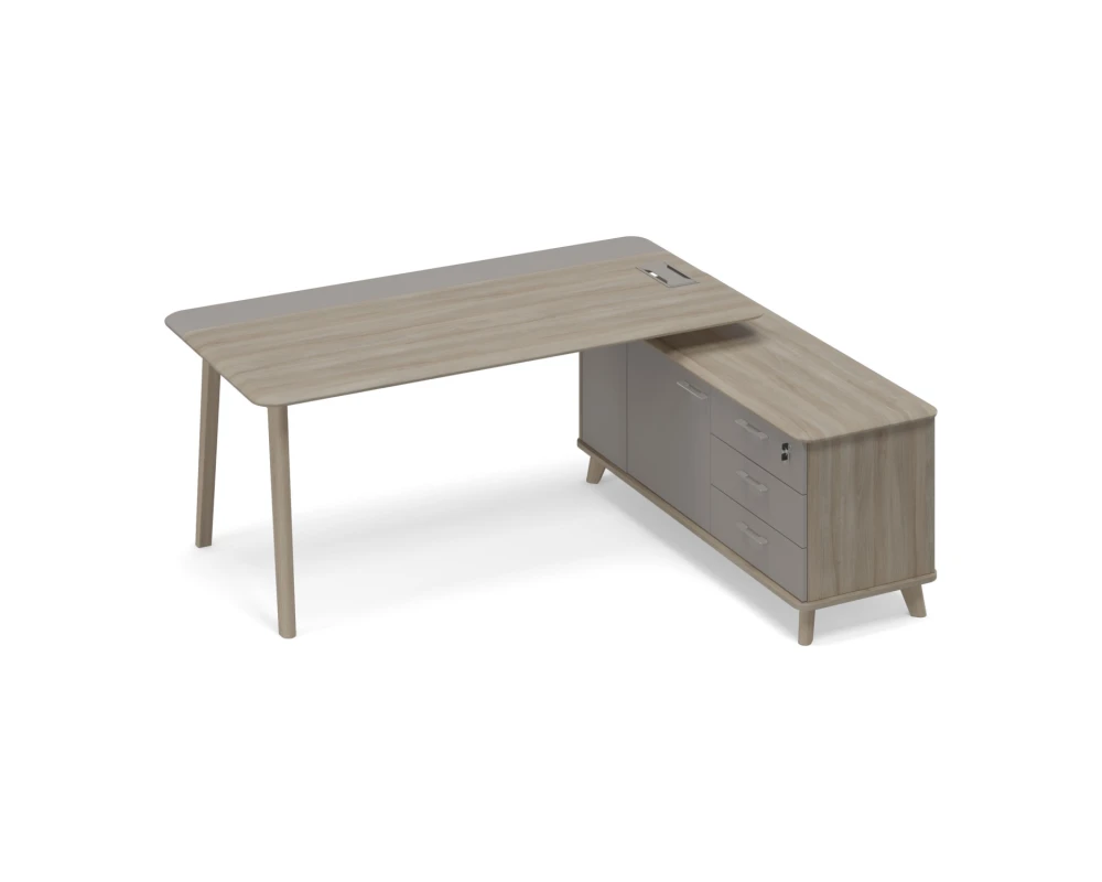 Стол руководителя комбинированный с тумбой правый (тип 1) WOOD Time Wood