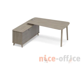 Стoл руководителя на опорной тумбе левый (тип 3) WOOD Time Wood images
