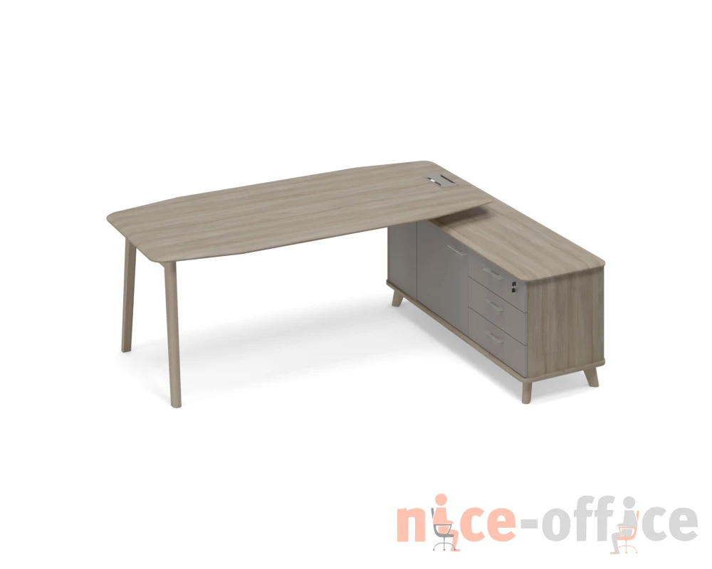 Стол руководителя на опорной тумбе (тип 2) WOOD правый Time Wood