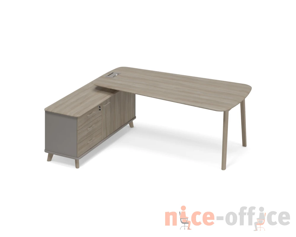 Стoл руководителя с тумбой (тип 3) WOOD левый Time Wood