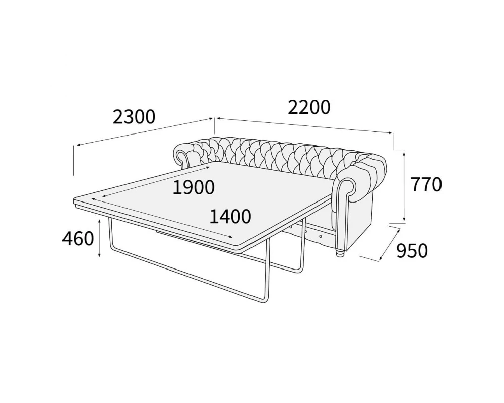 Диван 3-х местный с механизмом Альфа Честер