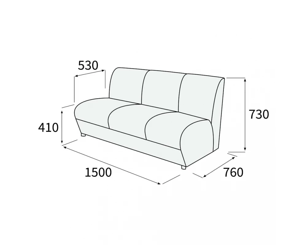 Модуль 3-х местный без подлокотников Альфа Люкс