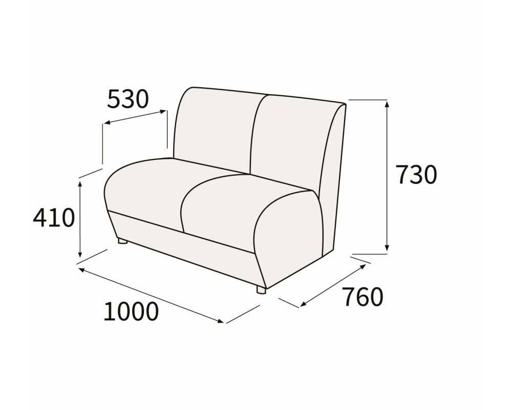 Модуль 2-х местный без подлокотников Альфа Люкс