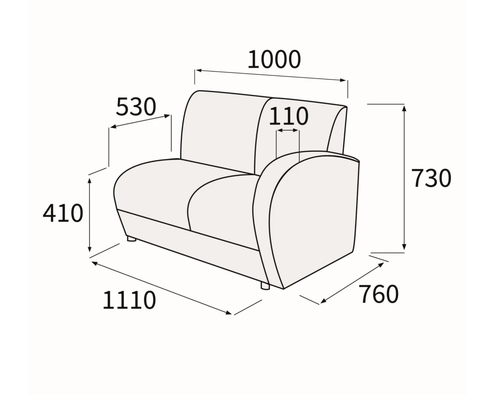 Модуль 2-хмест. с правым подлок-ком Альфа Люкс