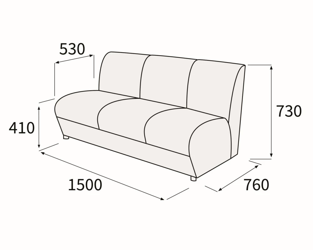 Модуль 3-х местный без подлокотников Альфа Люкс