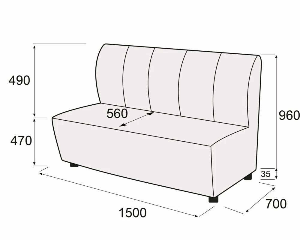 Модуль 3-х местный без подлокотников Мемфис