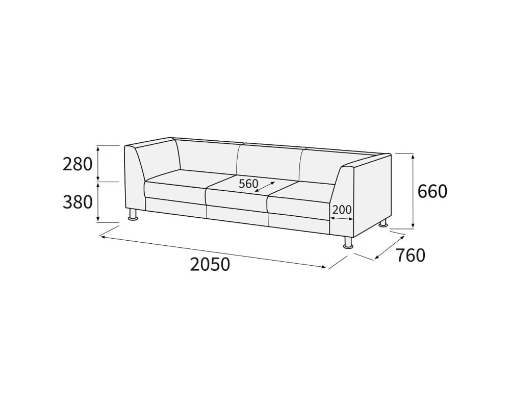 Диван 3-х местный Омега-люкс