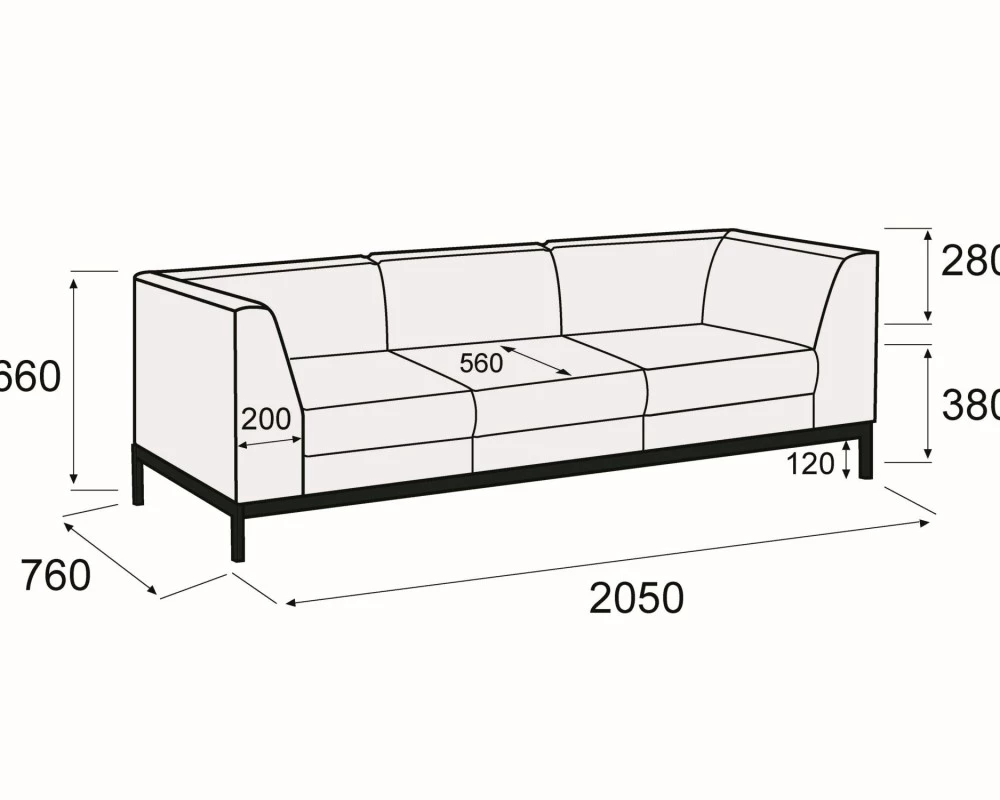 Диван 3-х местный Омега Стил
