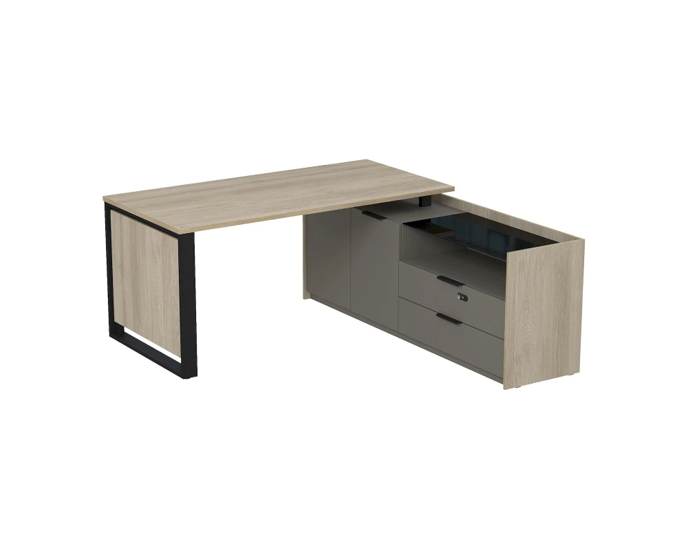 Стол рабочий на опорной двусост тумбе, с ящ, с код замком 1660x1768(800)x750 МАГНЕТИК / MAGNETIC