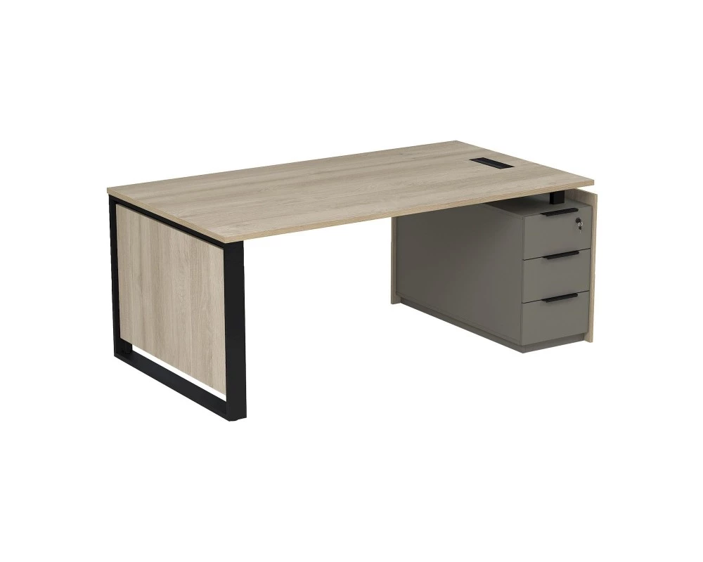 Стол рабочий с лючком, на опорной угловой тумбе (2060x1030x750) Magnetic