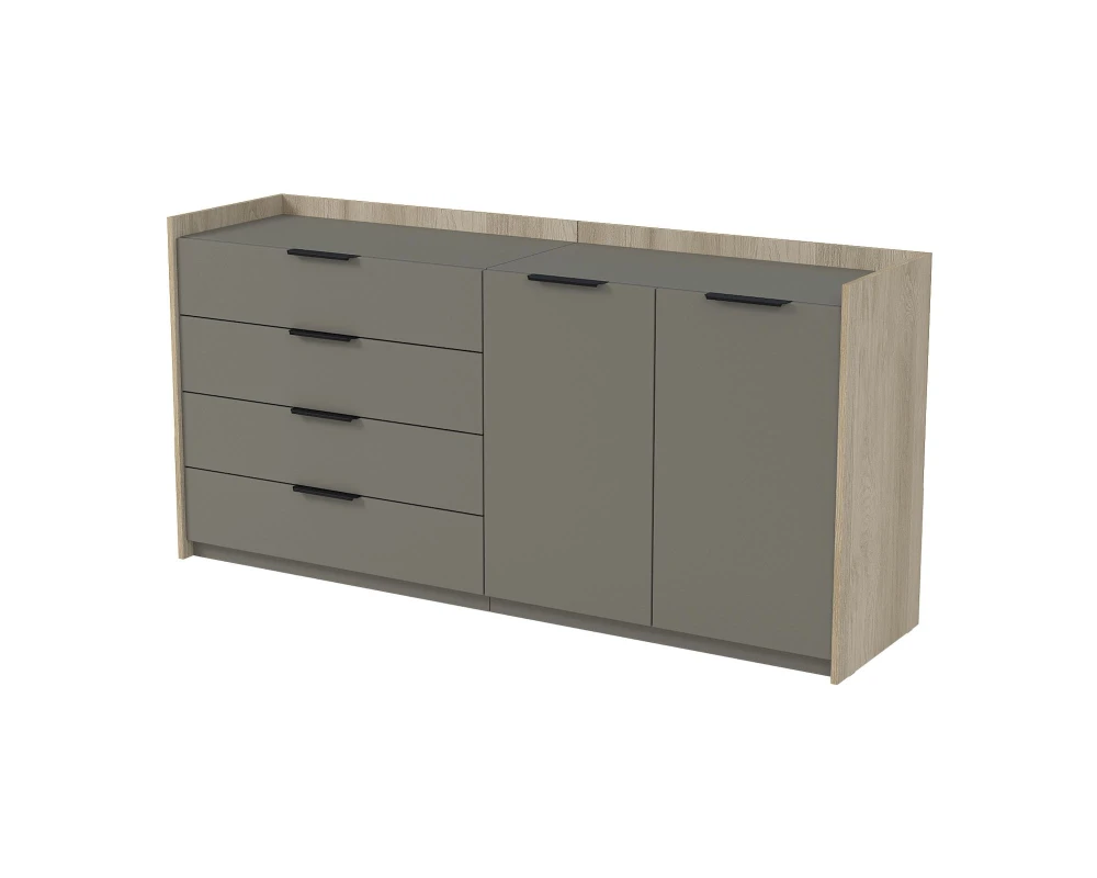 Тумба двусоставная, с ящиками (1768x460x860) МАГНЕТИК / MAGNETIC