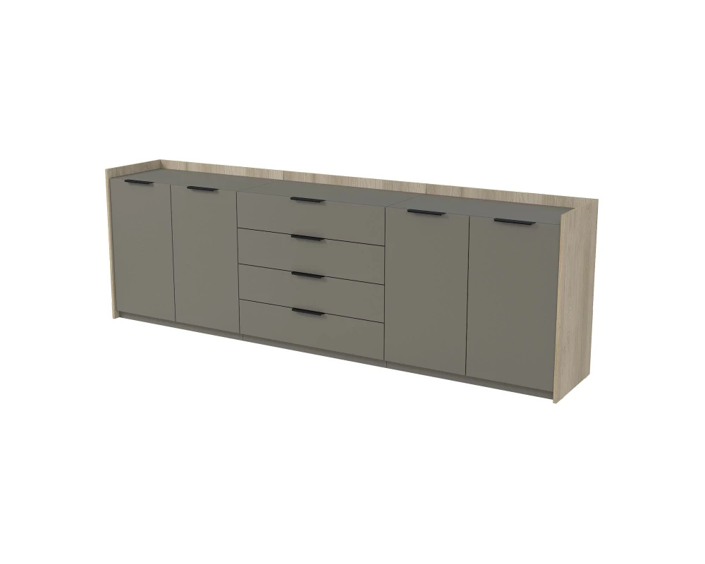 Тумба трехсоставная, с ящиками (2636x460x860) МАГНЕТИК / MAGNETIC