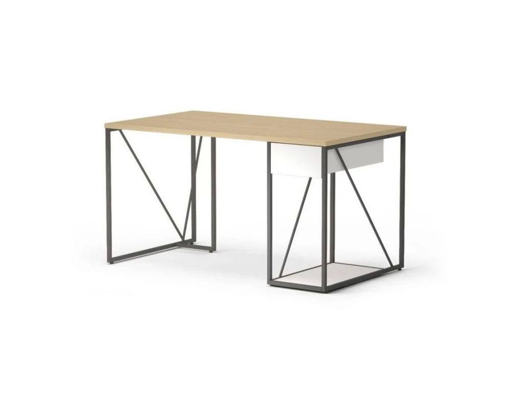 Стол прямой с тумбой, правый 138х78х75 Aurora Дуб парма/Белый премиум/Антрацит