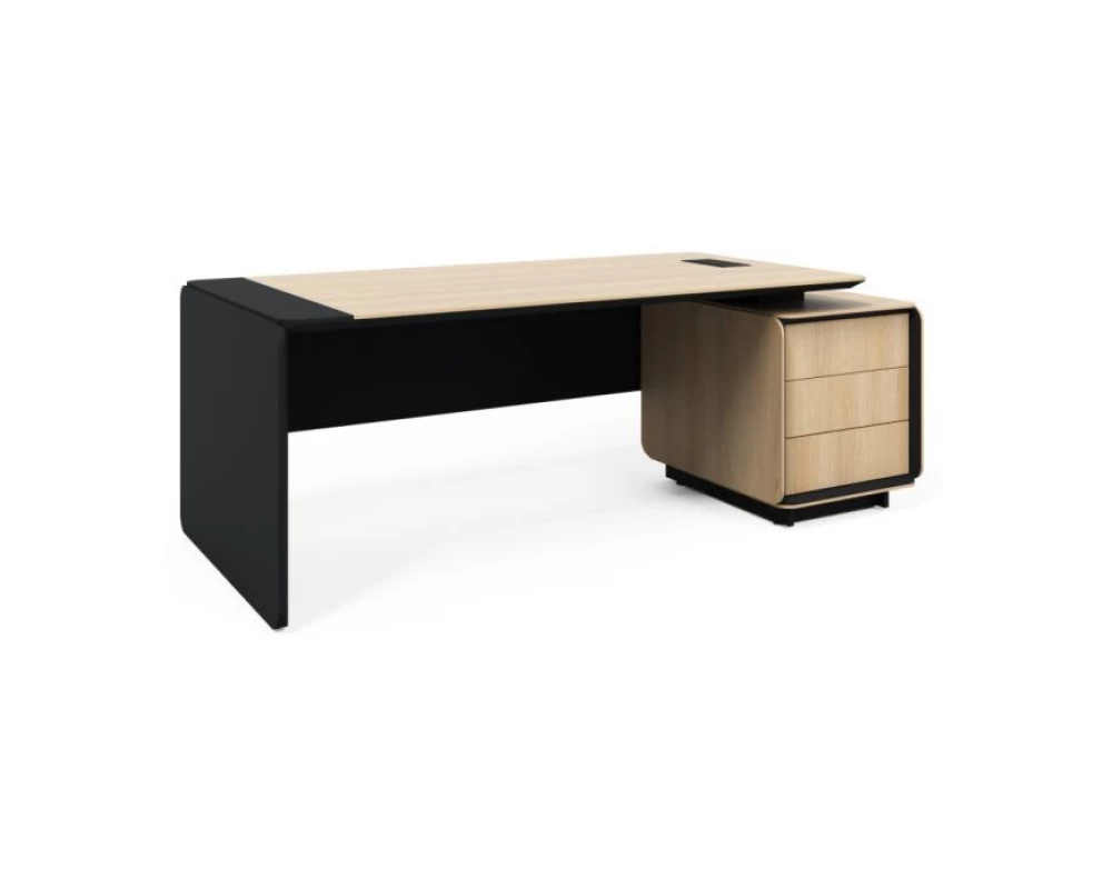 Стол руководителя с тумбой R 203х95х75,2 Gio Дуб парма/Черный