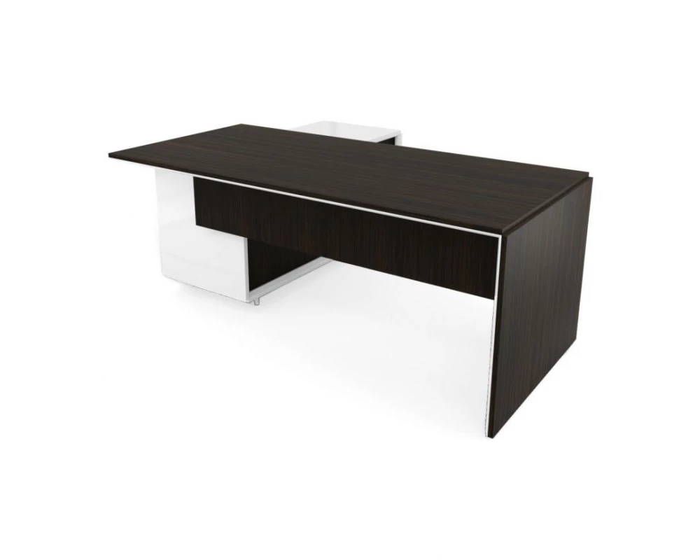 Стол с тумбой (3 двери) без блока розеток R 192х167х76,3 Platinum Венге/Белый глянец