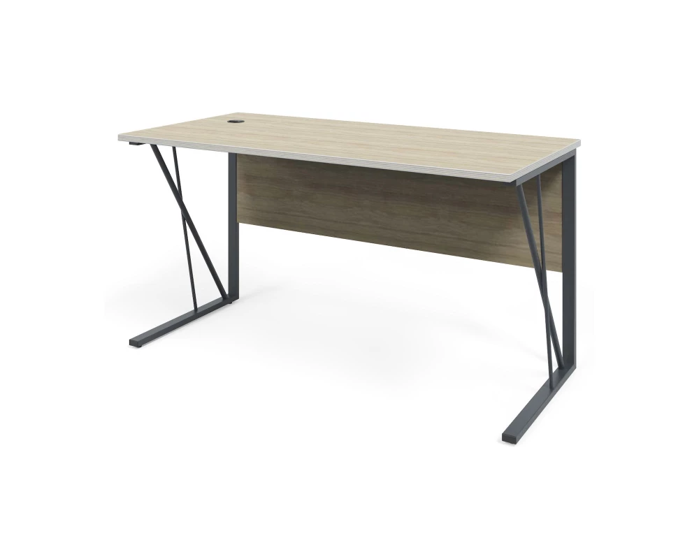 Стол прямой с кабель-каналом слева, 138х67х73,7 Smart Metal Дуб медовый/Антрацит