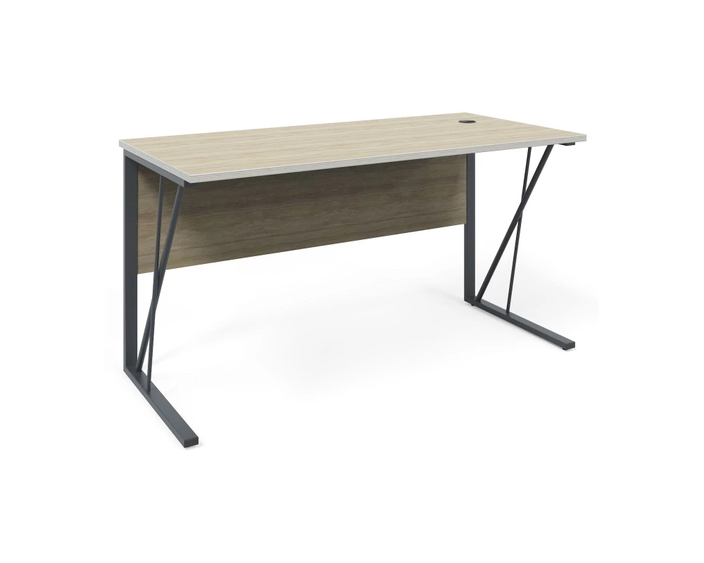 Стол прямой с кабель-каналом справа, 138х67х73,7 Smart Metal Дуб медовый/Антрацит