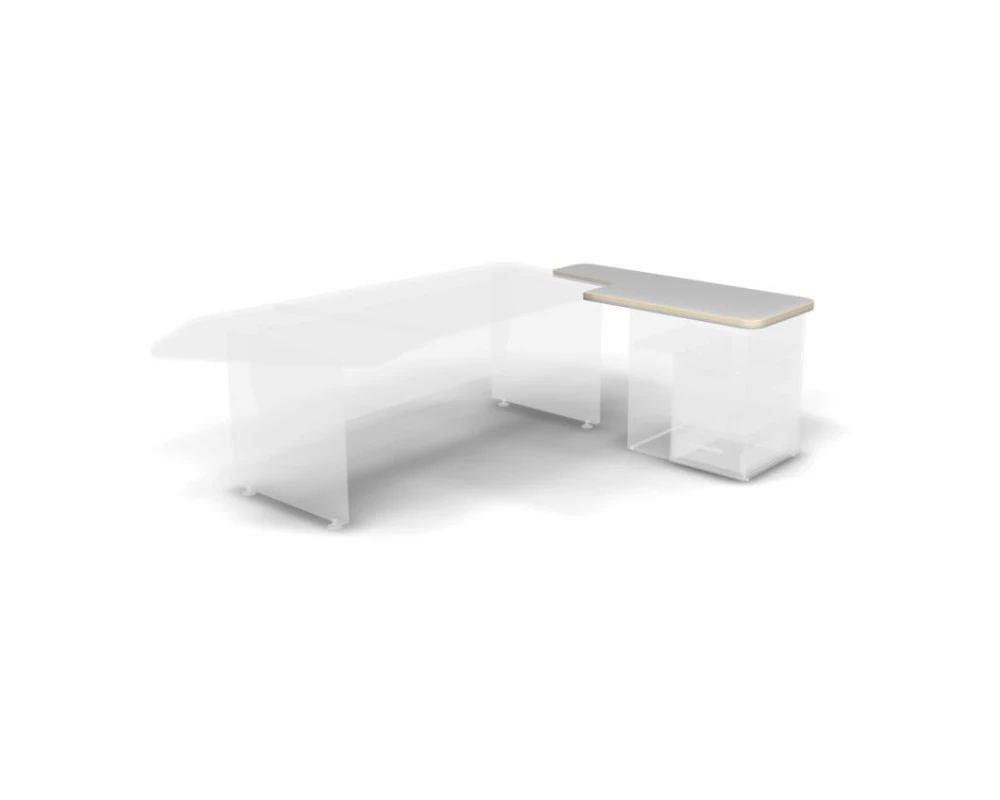 Топ тумбы приставной, правый 140х58х3,8 Smartex Белый премиум/Акация светлая