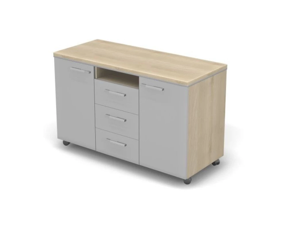 Тумба мобильная приставная 120х50,4х76,2 Smartex Акация светлая/Белый премиум