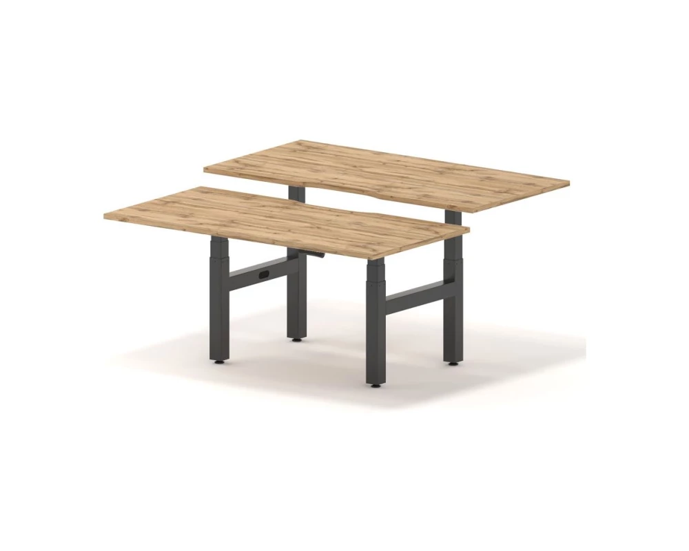 Стол прямой с электроприводом на 2 места, проводник вырезной 158x160x100 Trend (df) Дуб натюрель/Черный