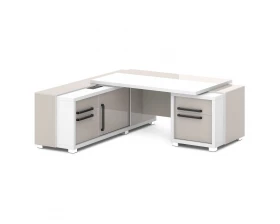 Стол с тумбой и греденцией (беспроводная зарядка, 2xUSB, розетка) 2070х2016х750 Grace images