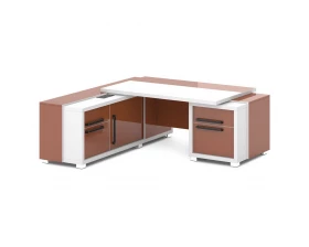 Стол с тумбой и греденцией (беспроводная зарядка, 2xUSB, розетка) 2070х2016х750 Grace images