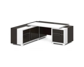 Стол с тумбой и греденцией (беспроводная зарядка, 2xUSB, розетка) 2070х2016х750 Grace images