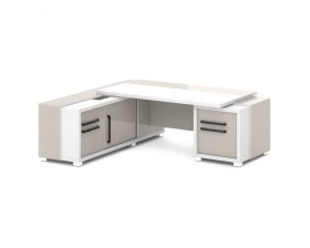 Стол с тумбой и греденцией (беспроводная зарядка, 2xUSB, розетка) 2270х2016х750 Grace images