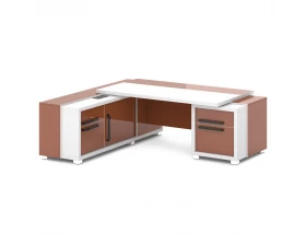 Стол с тумбой и греденцией (беспроводная зарядка, 2xUSB, розетка) 2270х2016х750 Grace images