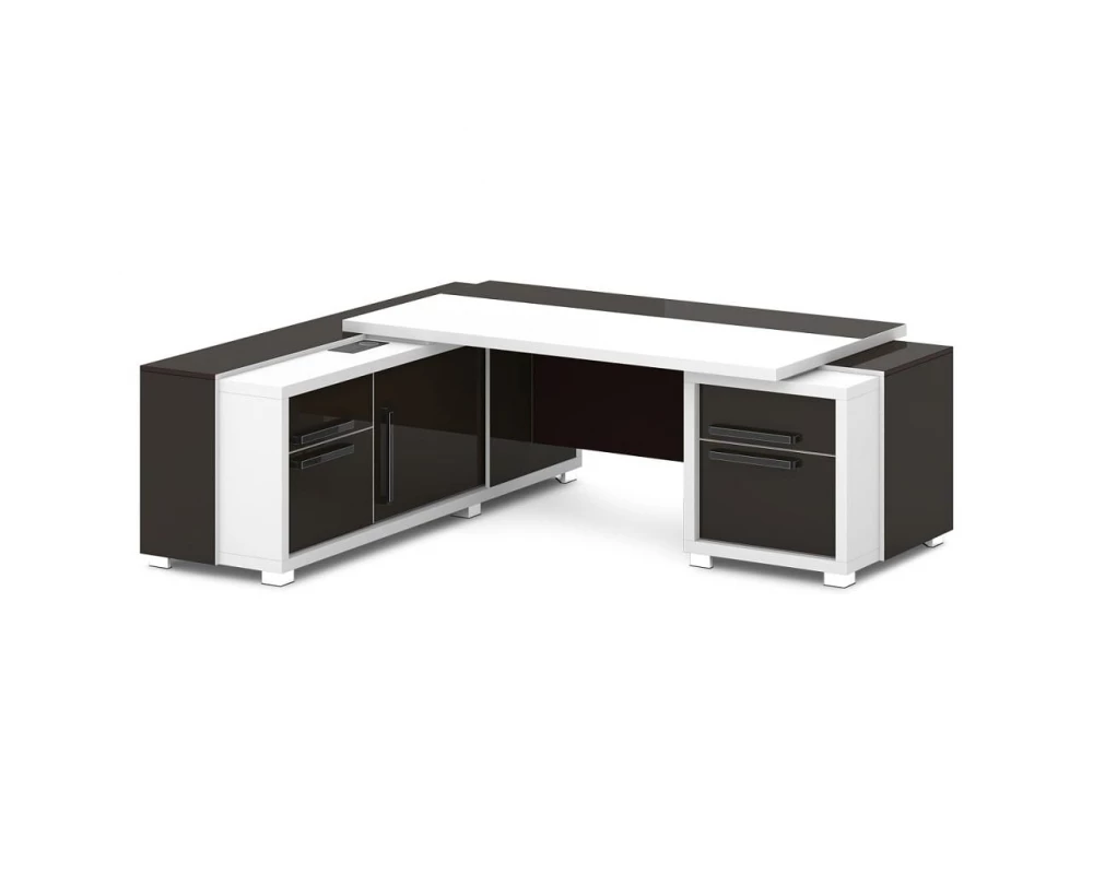 Стол с тумбой и греденцией (беспроводная зарядка, 2xUSB, розетка) 2270х2016х750 Grace