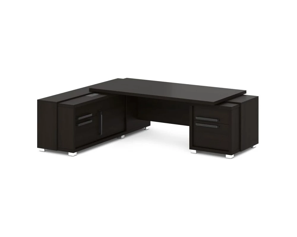 Стол с тумбой и греденцией (беспроводная зарядка, 2xUSB, розетка) 2470х2016х750 Grace