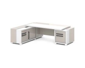 Стол с тумбой и греденцией (беспроводная зарядка, 2xUSB, розетка) 2470х2016х750 Grace images